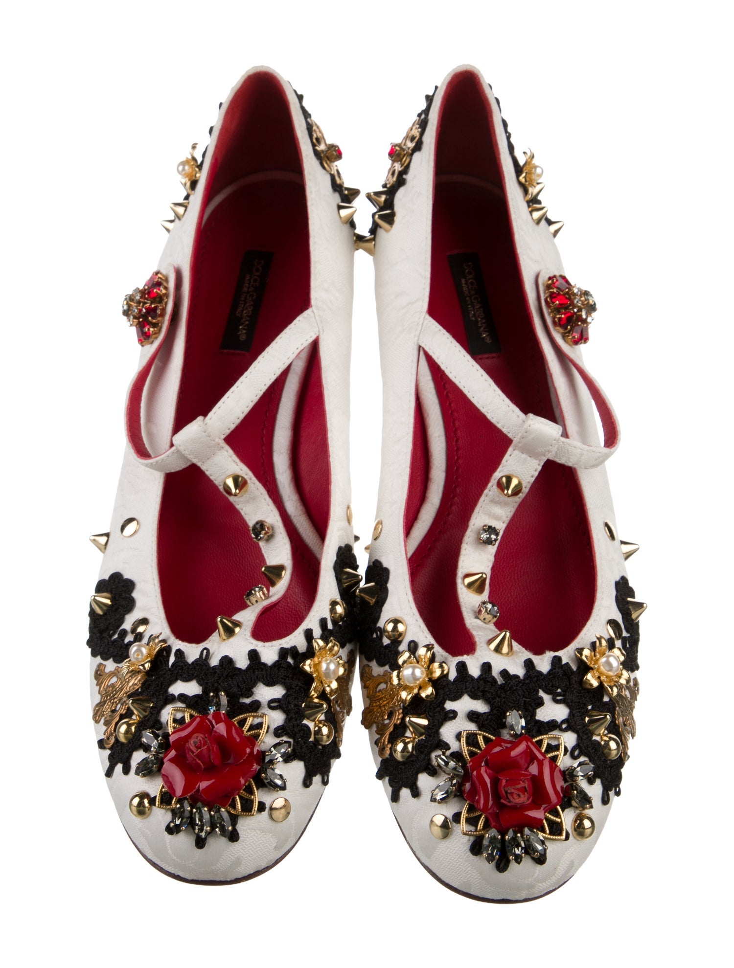 Dolce & Gabbana Canvas Floral Print Mary Jane Flats